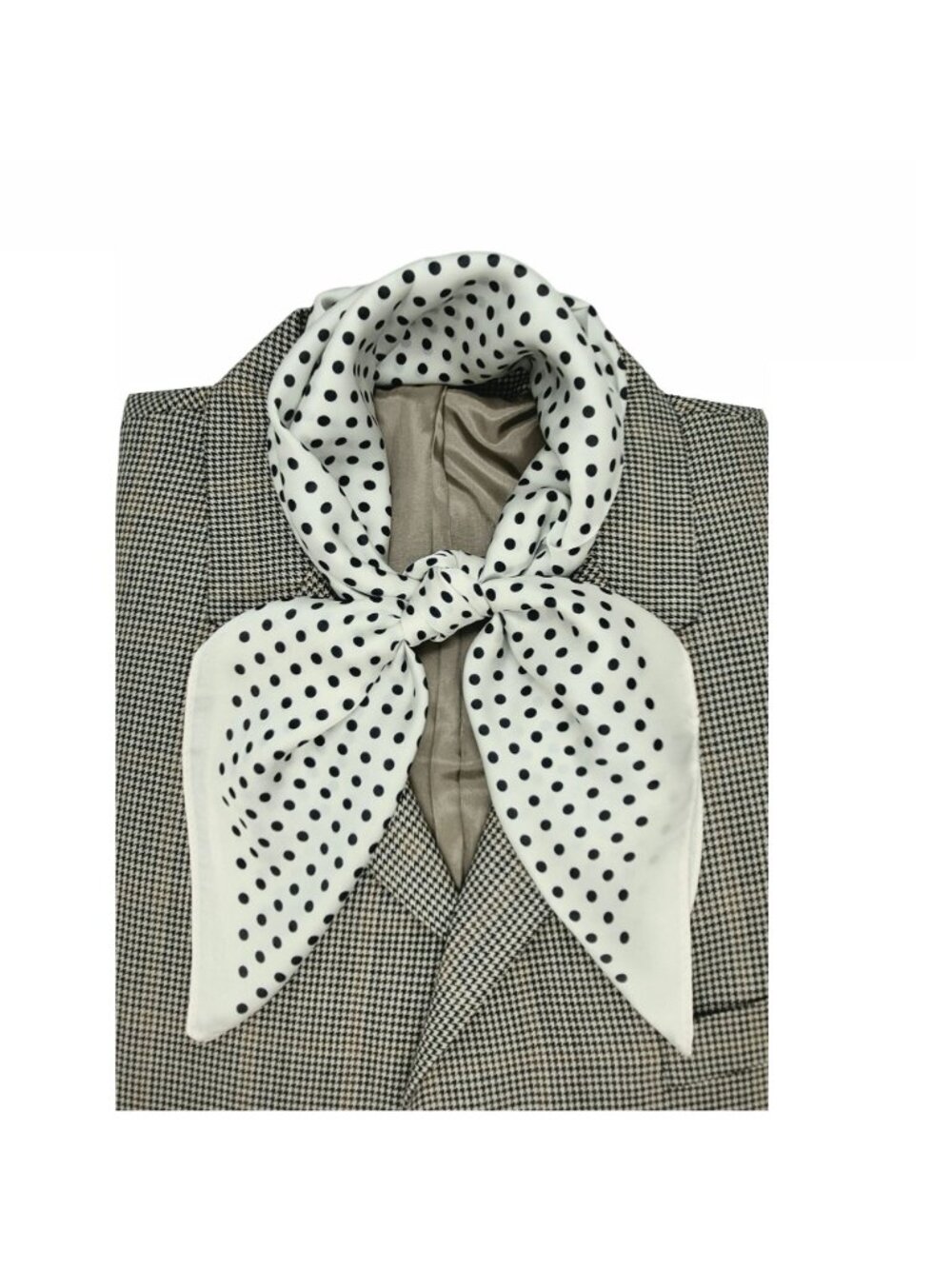 ✨Luxury Elegant Silky Soft Scarf White Black Polka Dot Square Wrap Accessory New - Picture 2 of 6